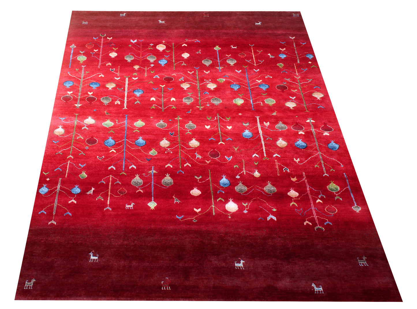 Tree of Life Garden Hand Knotted Red Vibrant Color 5.6x8 Area Rug