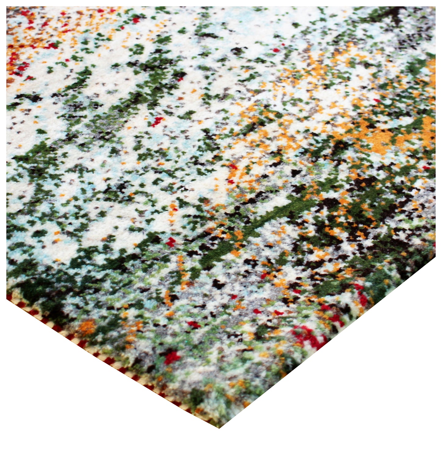 Modern Abstract Landscape Hand Knotted Ivory Red 5.6x8 Area Rug