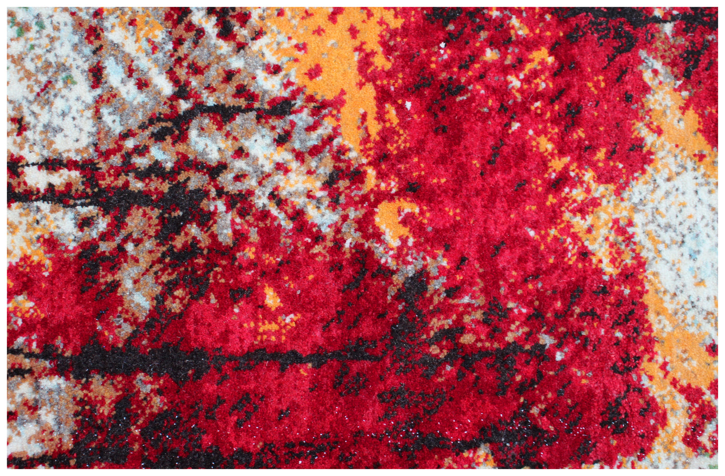 Modern Abstract Landscape Hand Knotted Ivory Red 5.6x8 Area Rug