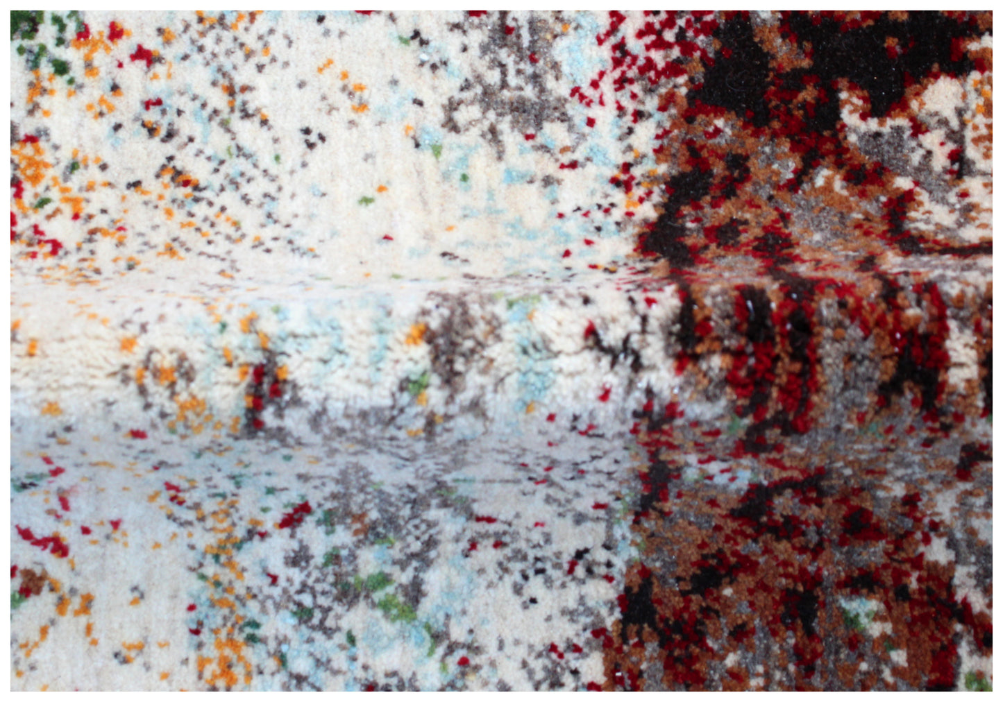 Modern Abstract Landscape Hand Knotted Ivory Red 5.6x8 Area Rug