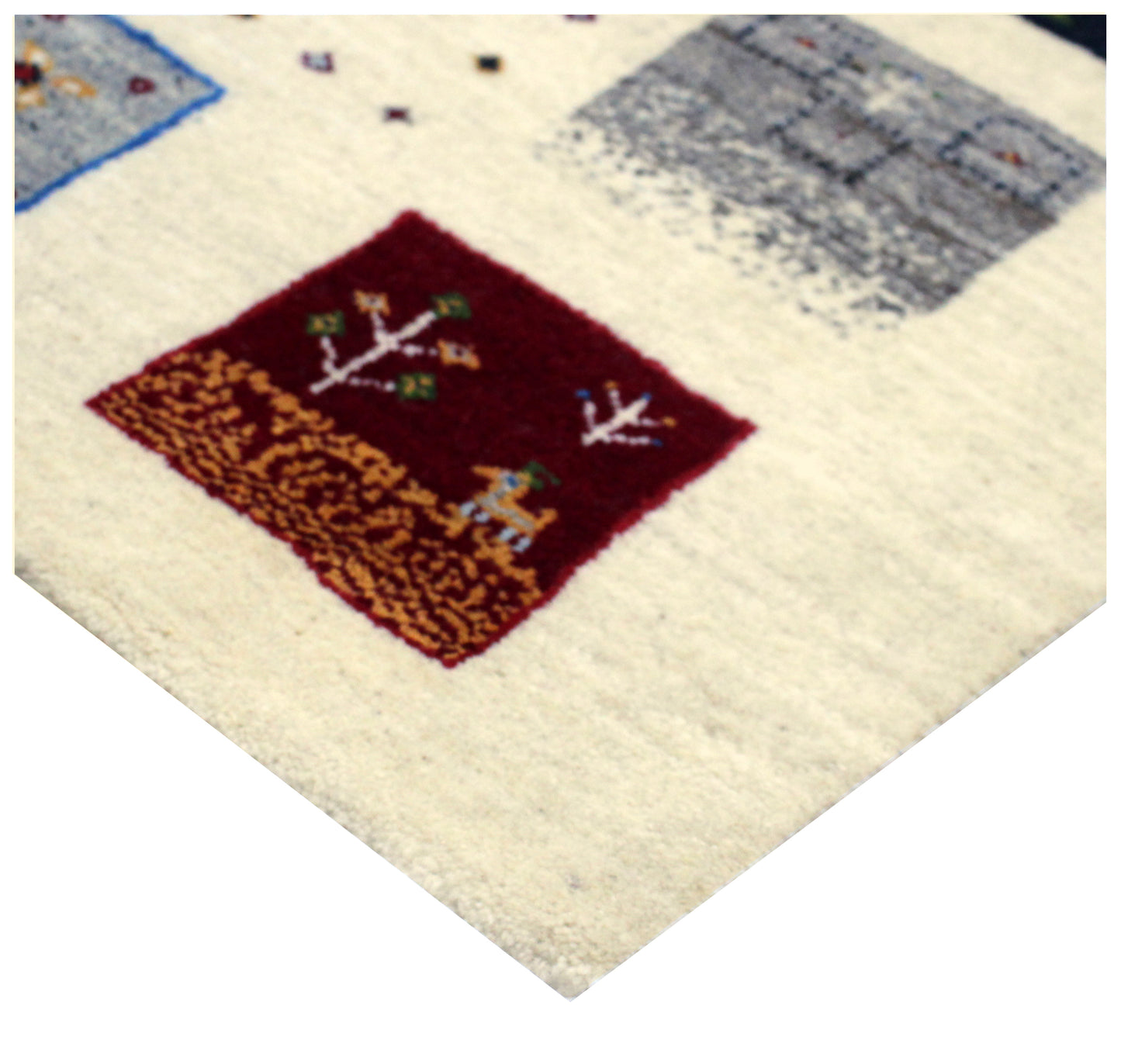 Hand Knotted Gabbeh Tribal Wool Rug 8x10 ivory Grey Multi Nature