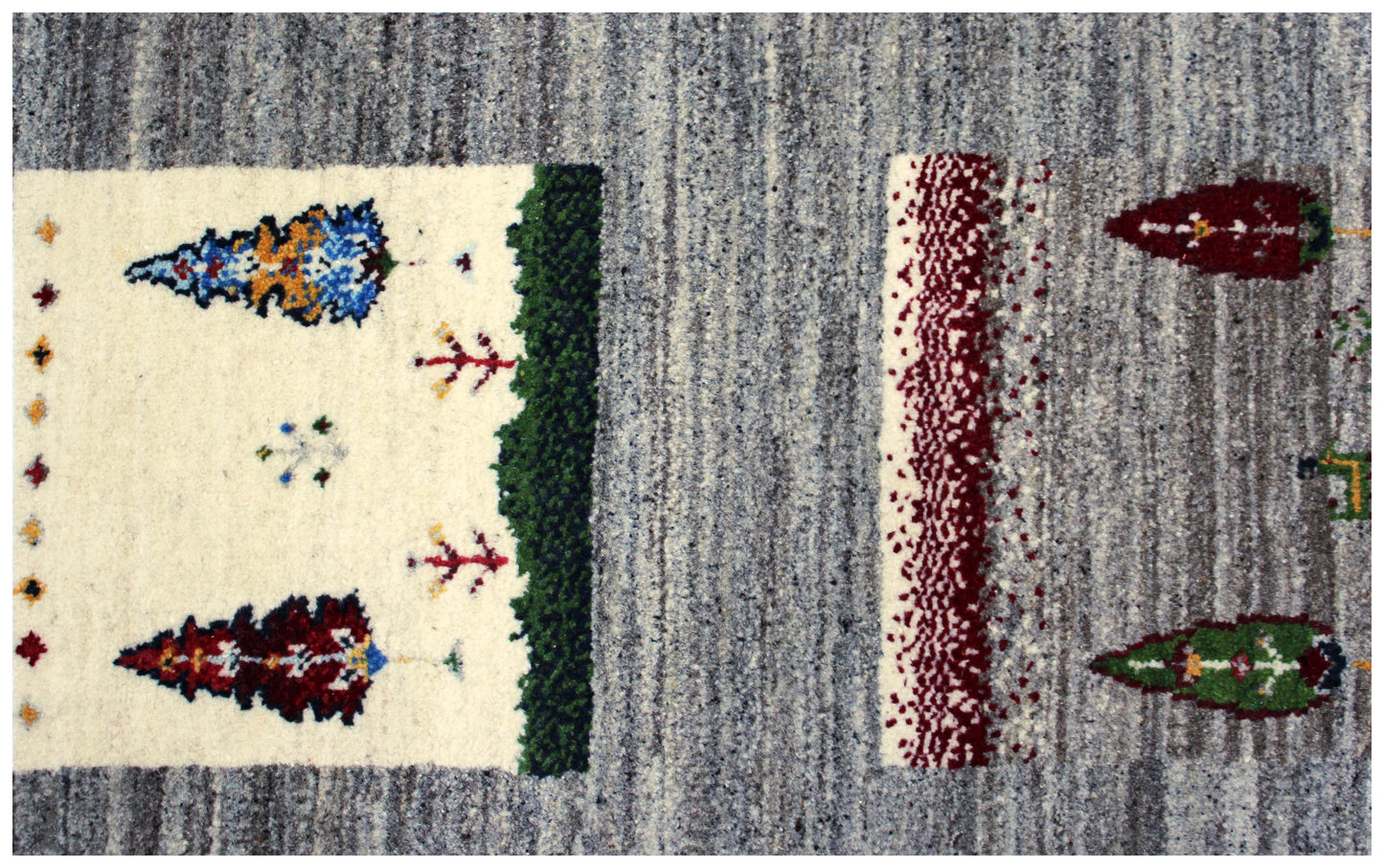 Hand Knotted Gabbeh Tribal Wool Rug 8x10 ivory Grey Multi Nature