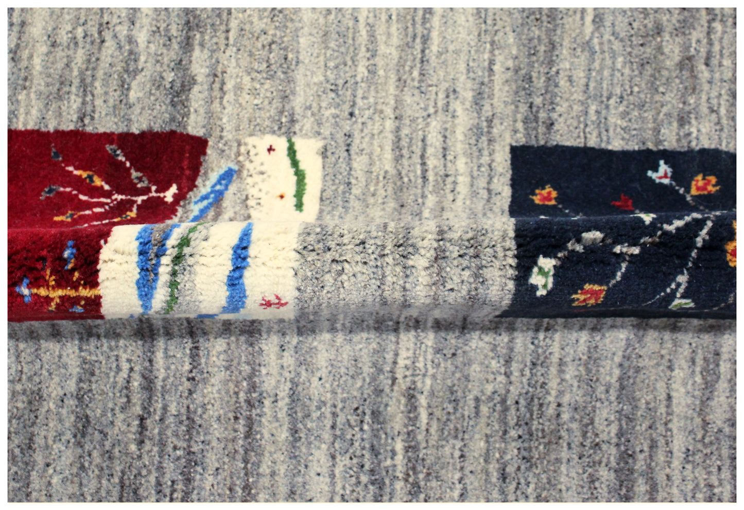 Hand Knotted Gabbeh Tribal Wool Rug 8x10 ivory Grey Multi Nature