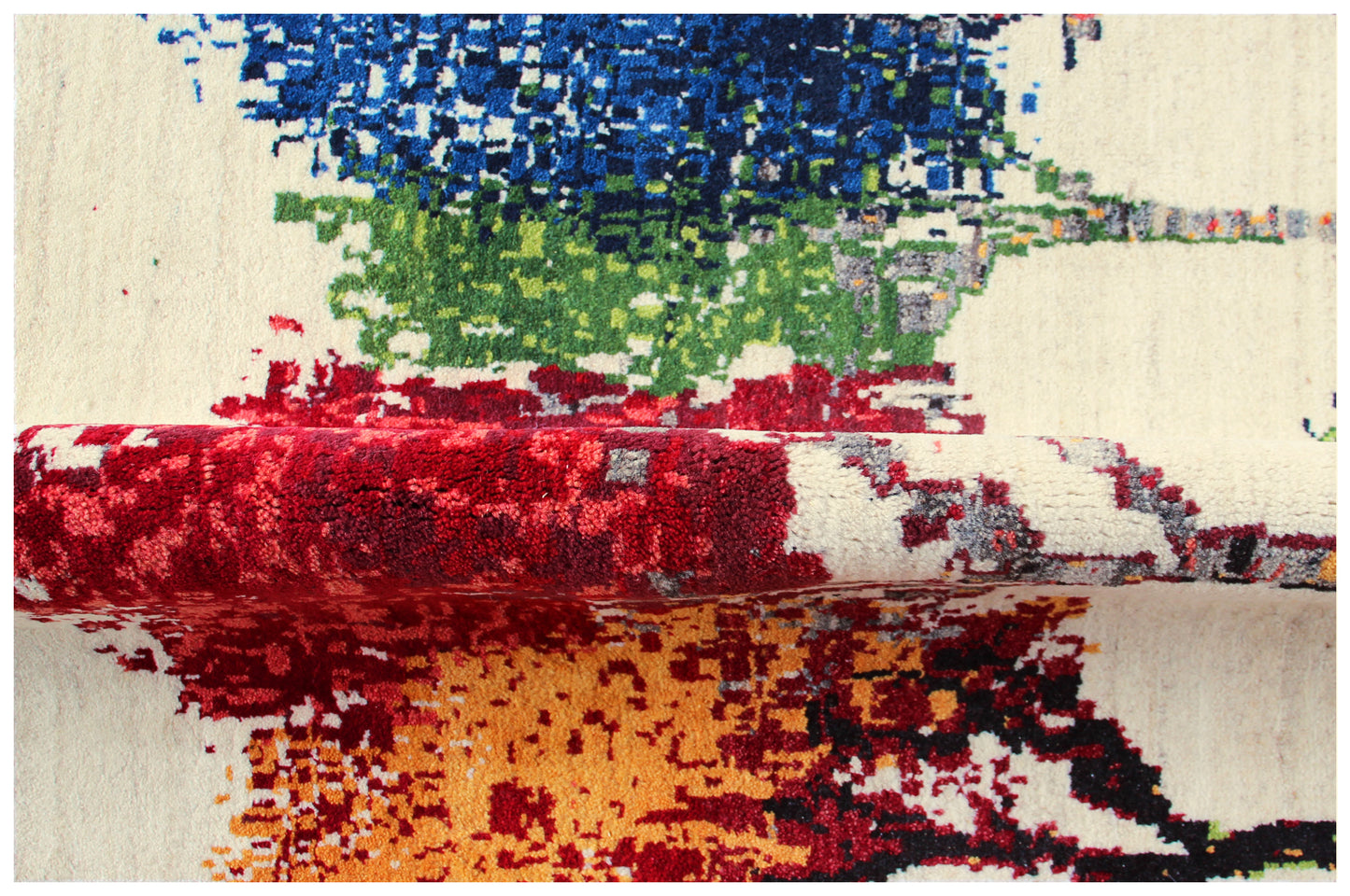 Hand Knotted Tree Landscape Rug - Ivory Multi Color Natural Wool Area Rug (Custom Sizes)