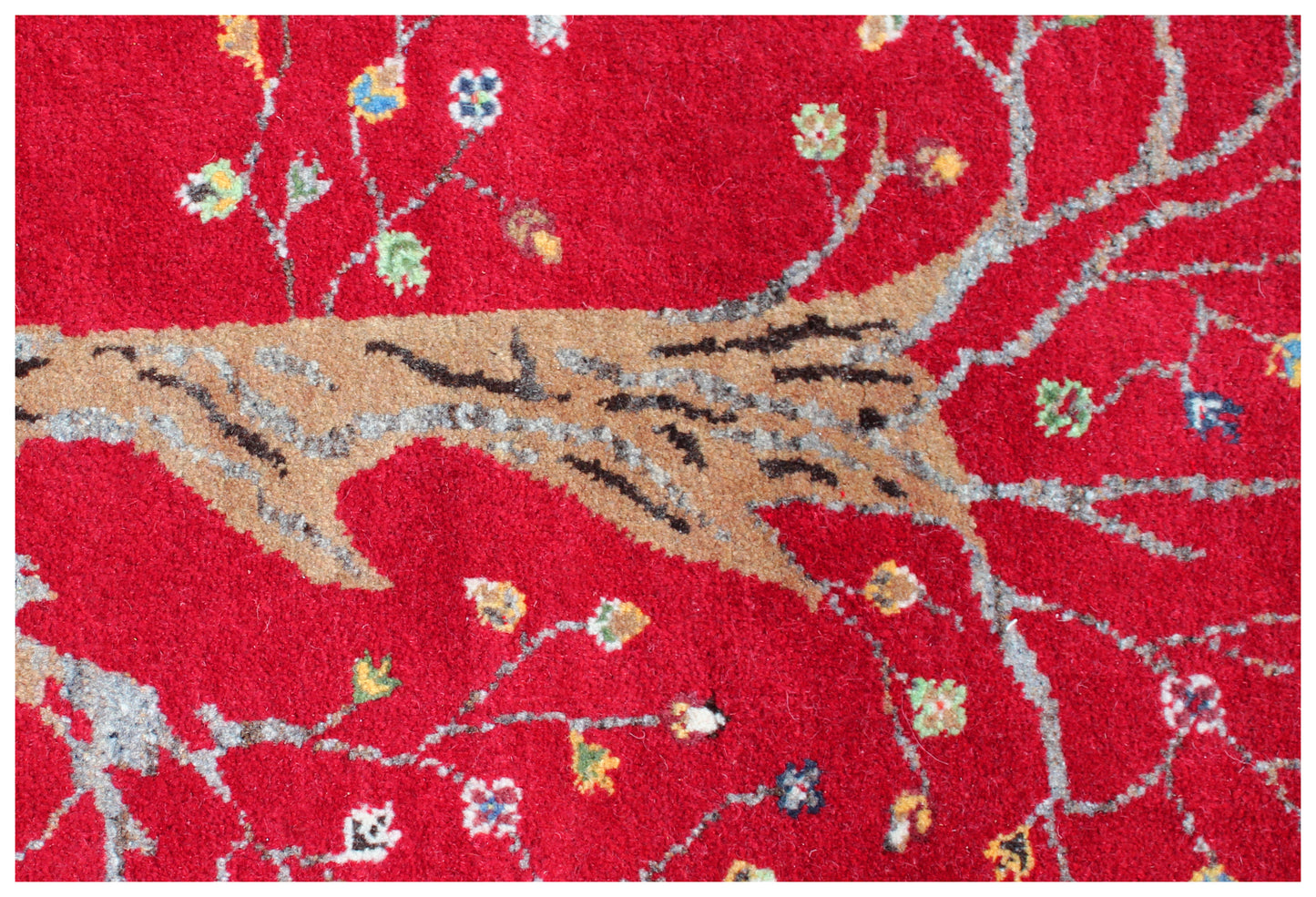 Tree of Life Gabbeh Hand Knotted Red Beige 5.6x8 Area Rug