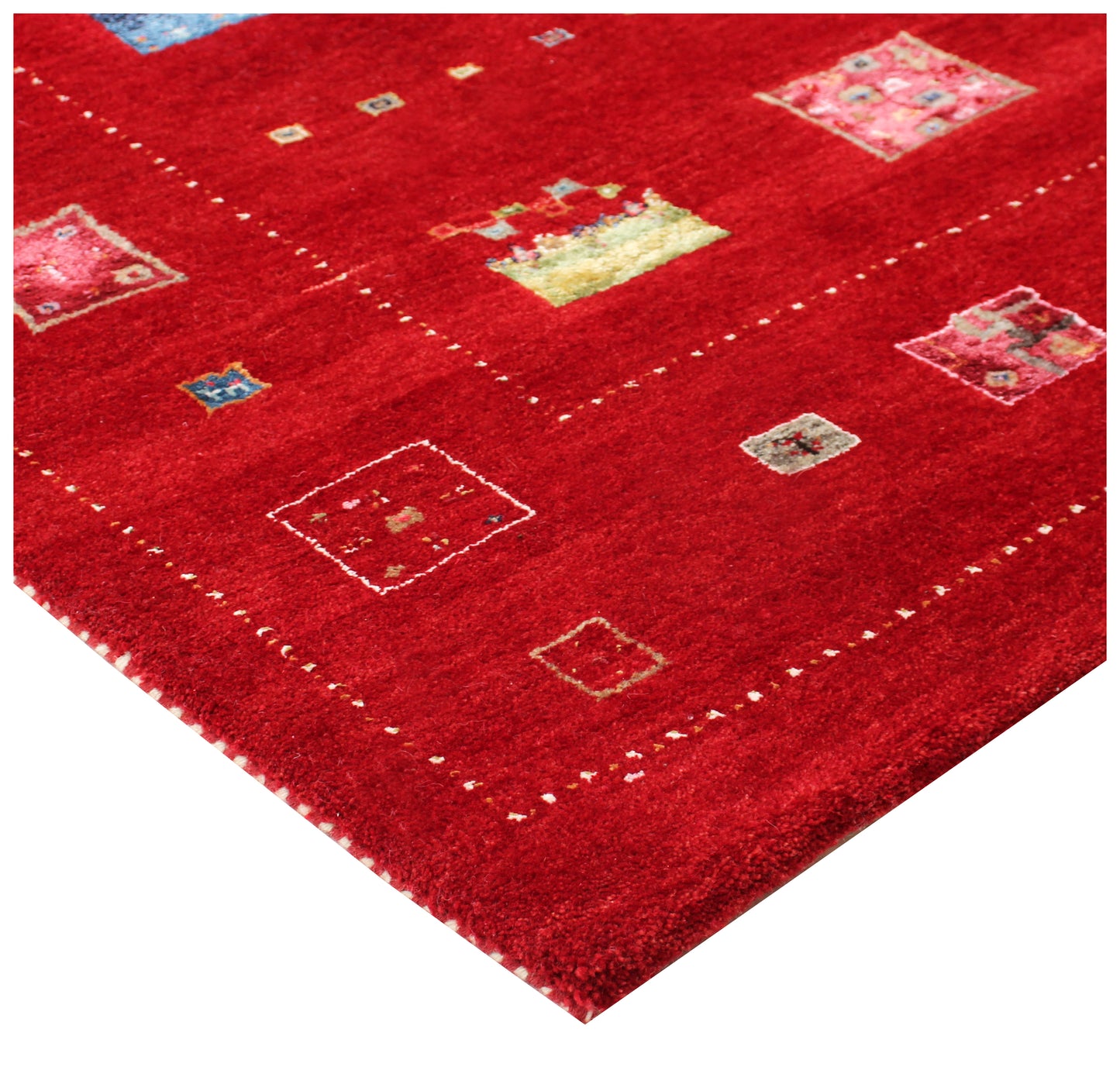 Hand Knotted Gabbeh Tribal Wool Rug 6.6x10 Red Multi Geometric Blocks
