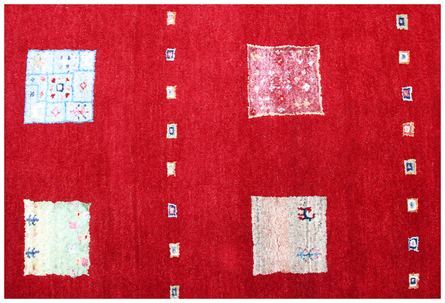 Hand Knotted Gabbeh Tribal Wool Rug 6.6x10 Red Multi Geometric Blocks