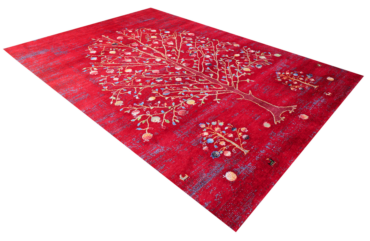 Red Beige Tree of Life Hand Knotted 5.6x8 Gabbeh Area Rug