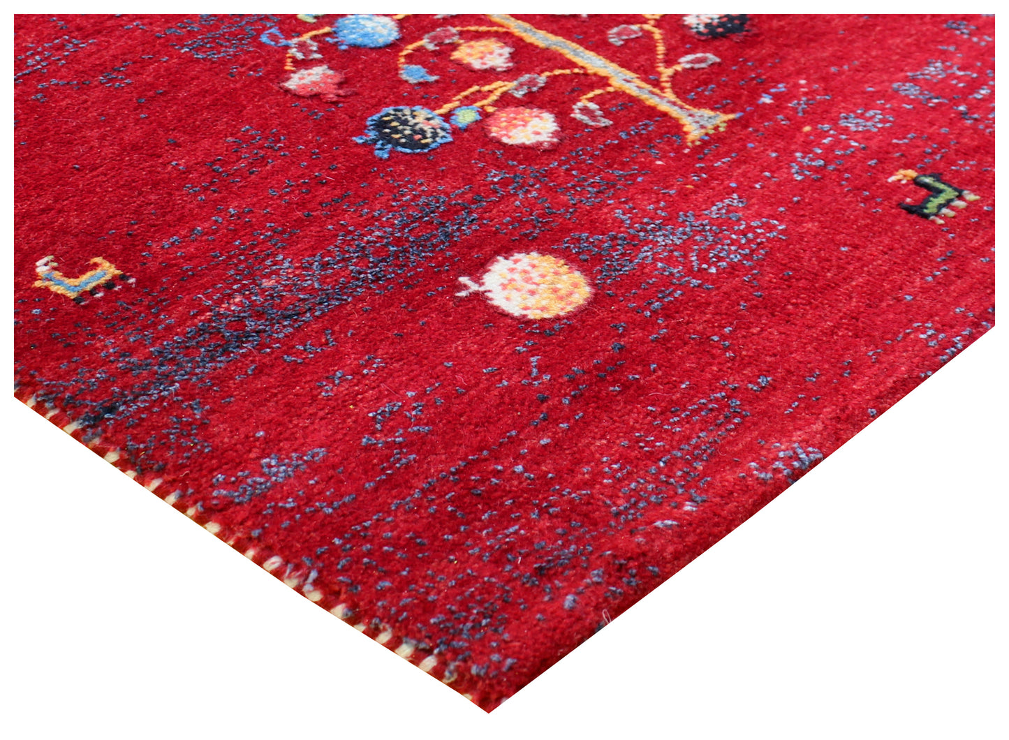 Red Beige Tree of Life Hand Knotted 5.6x8 Gabbeh Area Rug