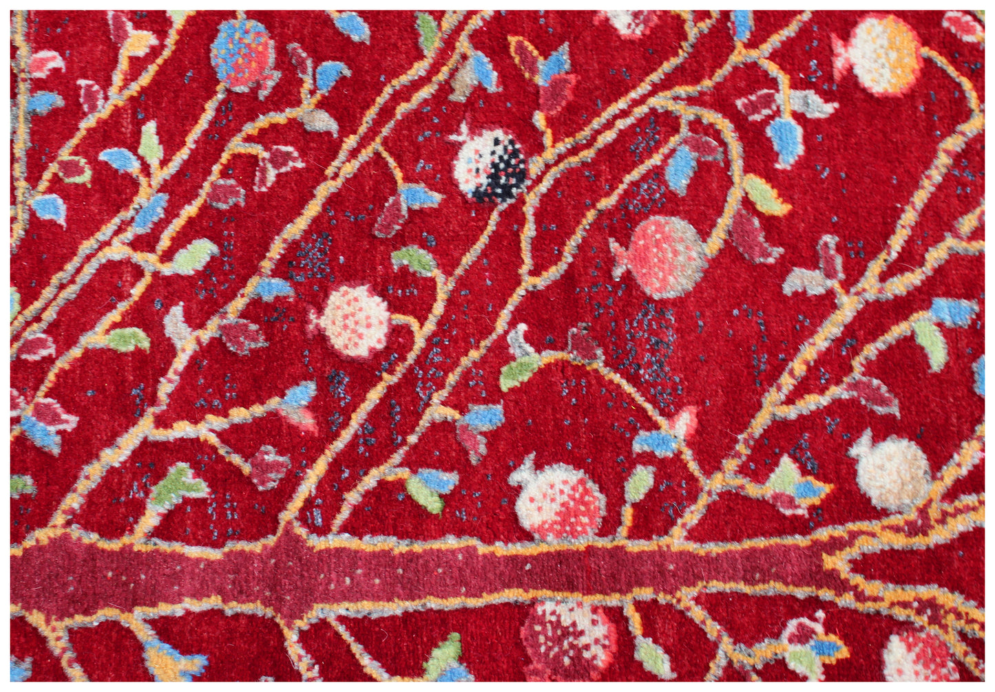 Red Beige Tree of Life Hand Knotted 5.6x8 Gabbeh Area Rug