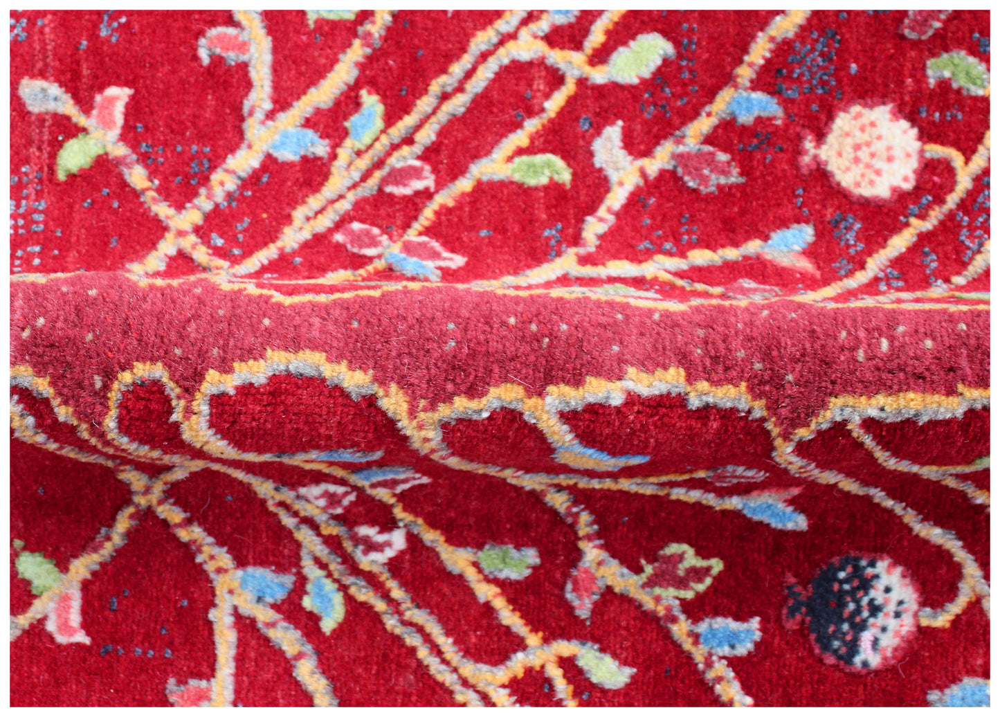 Red Beige Tree of Life Hand Knotted 5.6x8 Gabbeh Area Rug