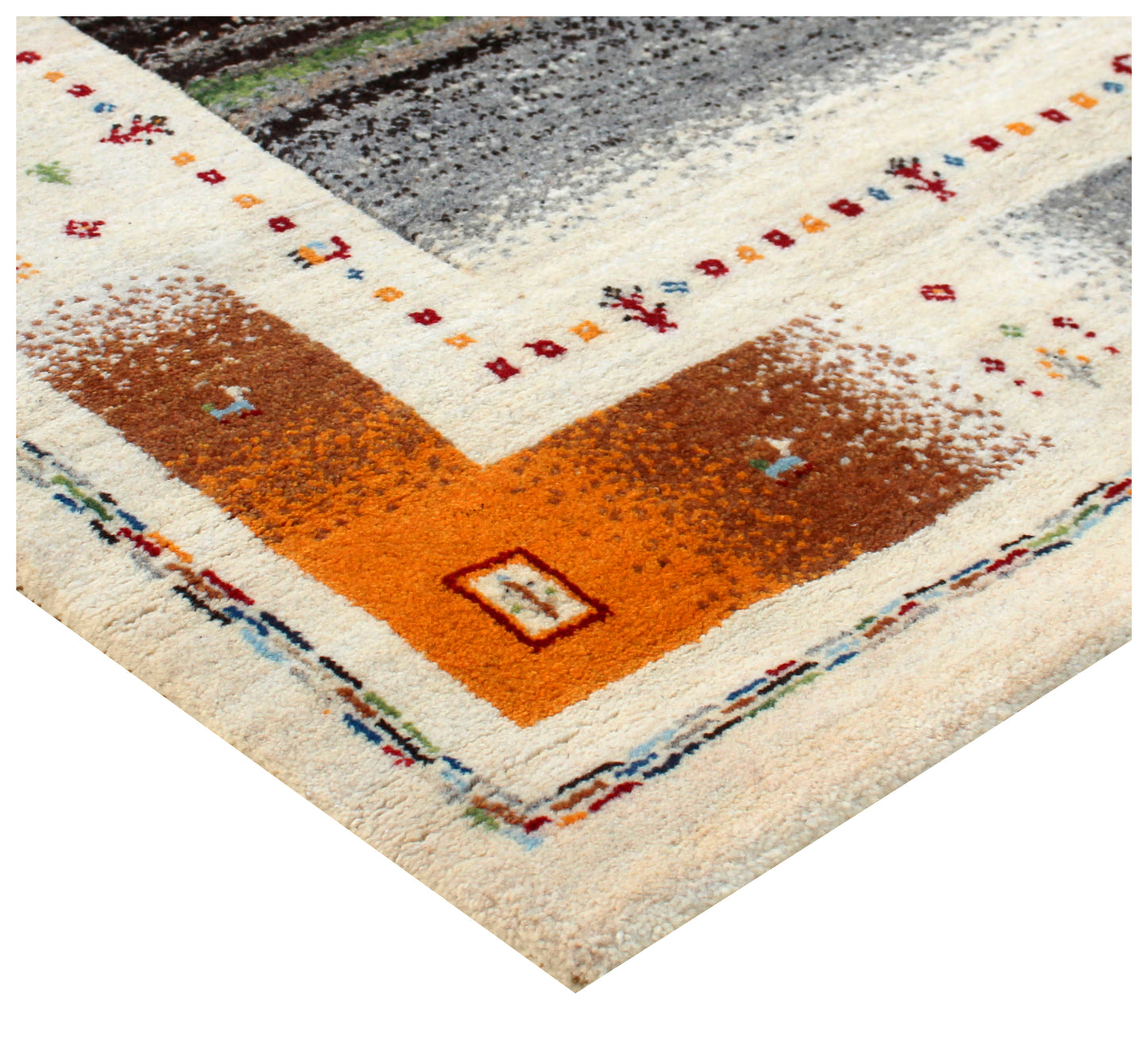5.6x8 Gabbeh Tree of Life Hand Knotted Ivory Multi-Color Area Rug