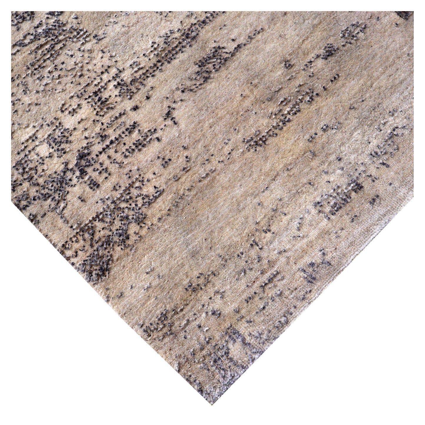 Ivory Abstract Expressionist Lion Hand Knotted Wool Viscose Contemporary 6x8 Area Rug