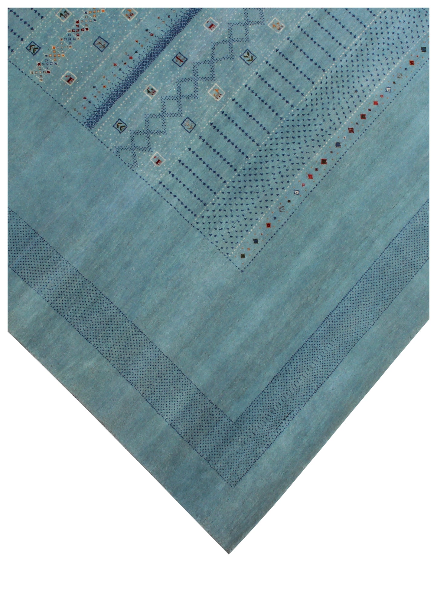 8.6x11.6 Teal Traditional Gabbeh Tribal design Hand Knotted Wool Area Rug