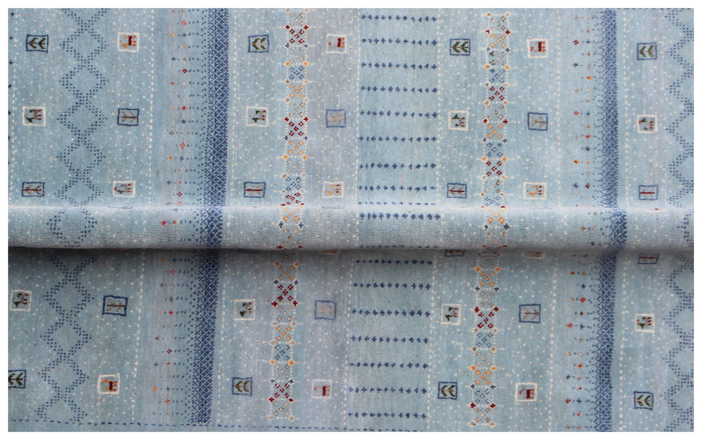 8.6x11.6 Teal Traditional Gabbeh Tribal design Hand Knotted Wool Area Rug