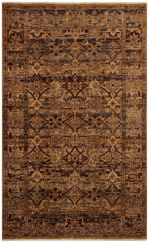 Vintage Antique Beige Brown 5x8 Wool Area Rug - Hand Knotted Caucasian Kazak Tribal