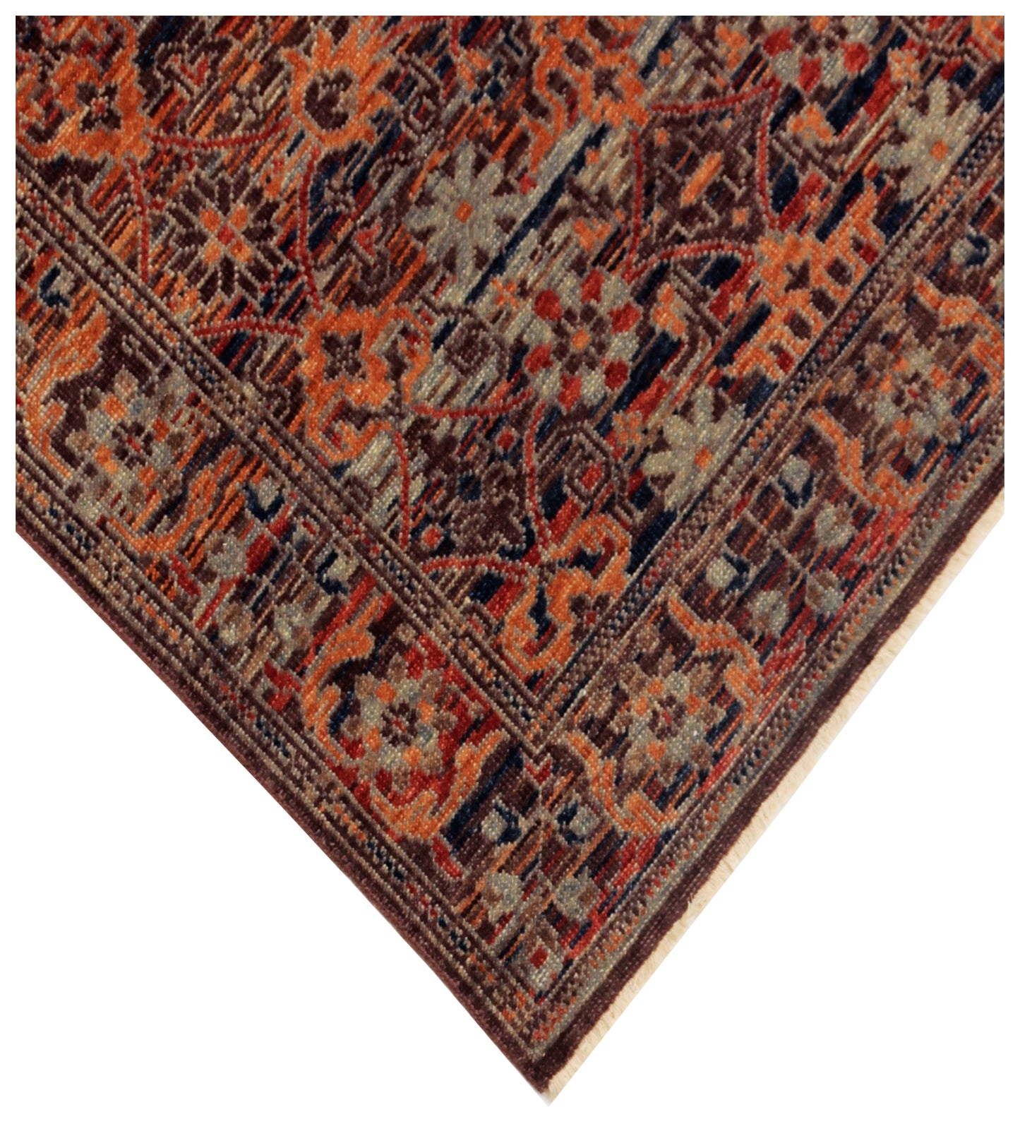 Hand Knotted Brown Orange 5x8 Wool Area Rug - Vintage Antique Caucasian Kazak Tribal