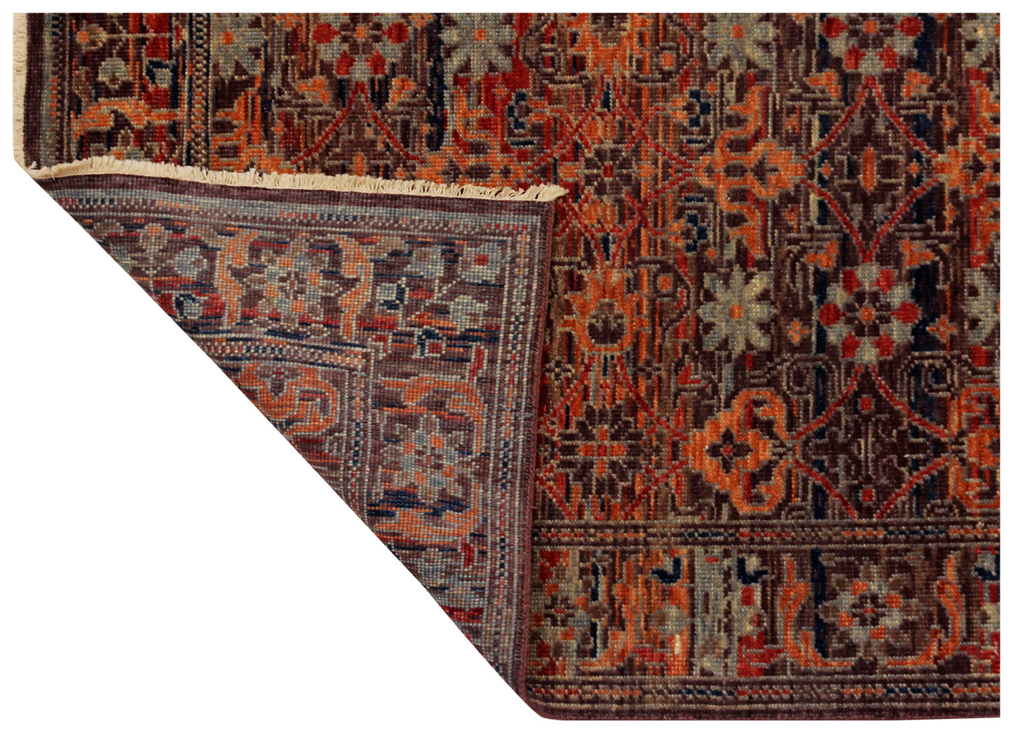 Hand Knotted Brown Orange 5x8 Wool Area Rug - Vintage Antique Caucasian Kazak Tribal