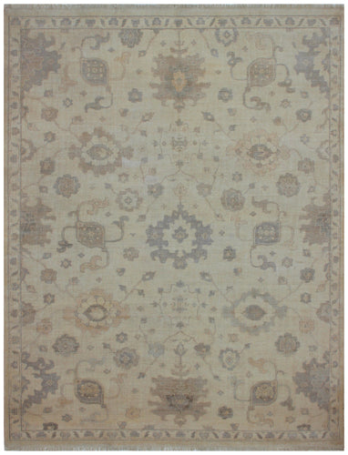 Soft Grey Beige Taupe 8x10 Wool Area Rug - Hand Knotted Vintage Antique Oriental Oushak