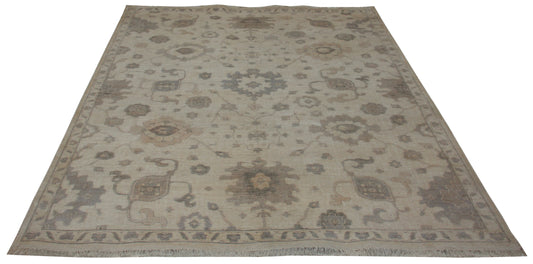 Soft Grey Beige Taupe 8x10 Wool Area Rug - Hand Knotted Vintage Antique Oriental Oushak