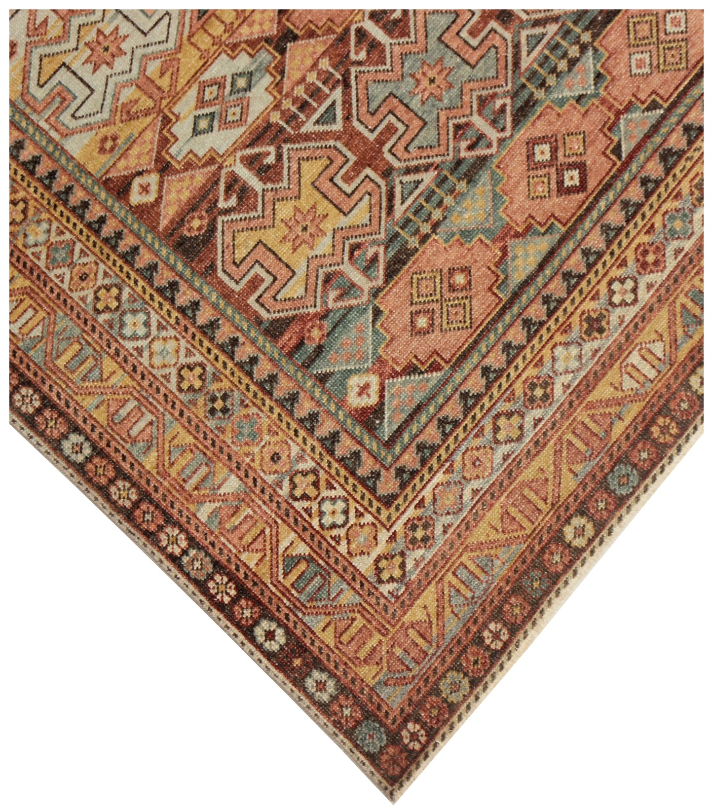 Vintage Antique Geometric Tribal 8x10 Wool Area Rug - Hand Knotted Caucasian Kazak Style