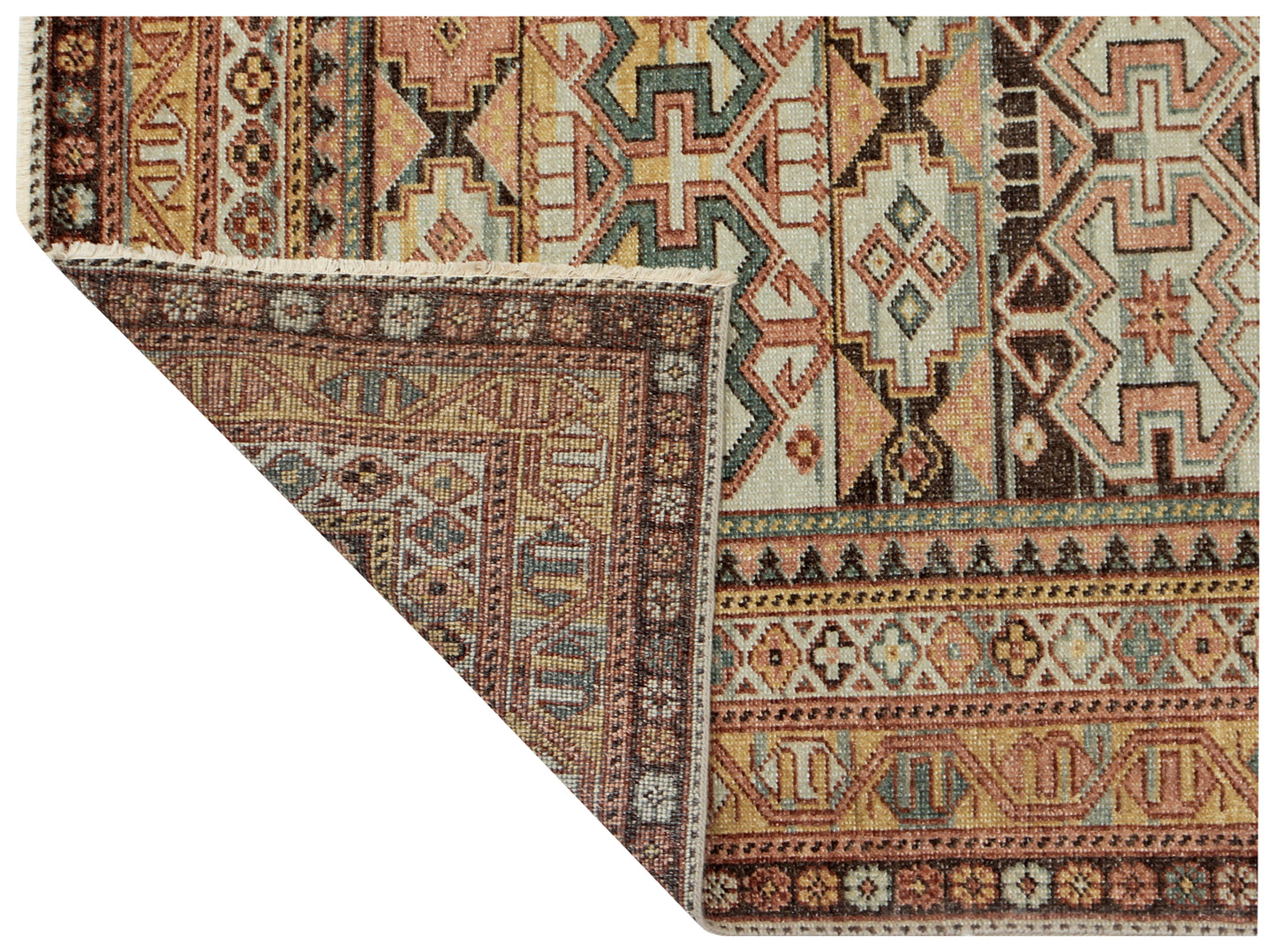 Vintage Antique Geometric Tribal 8x10 Wool Area Rug - Hand Knotted Caucasian Kazak Style