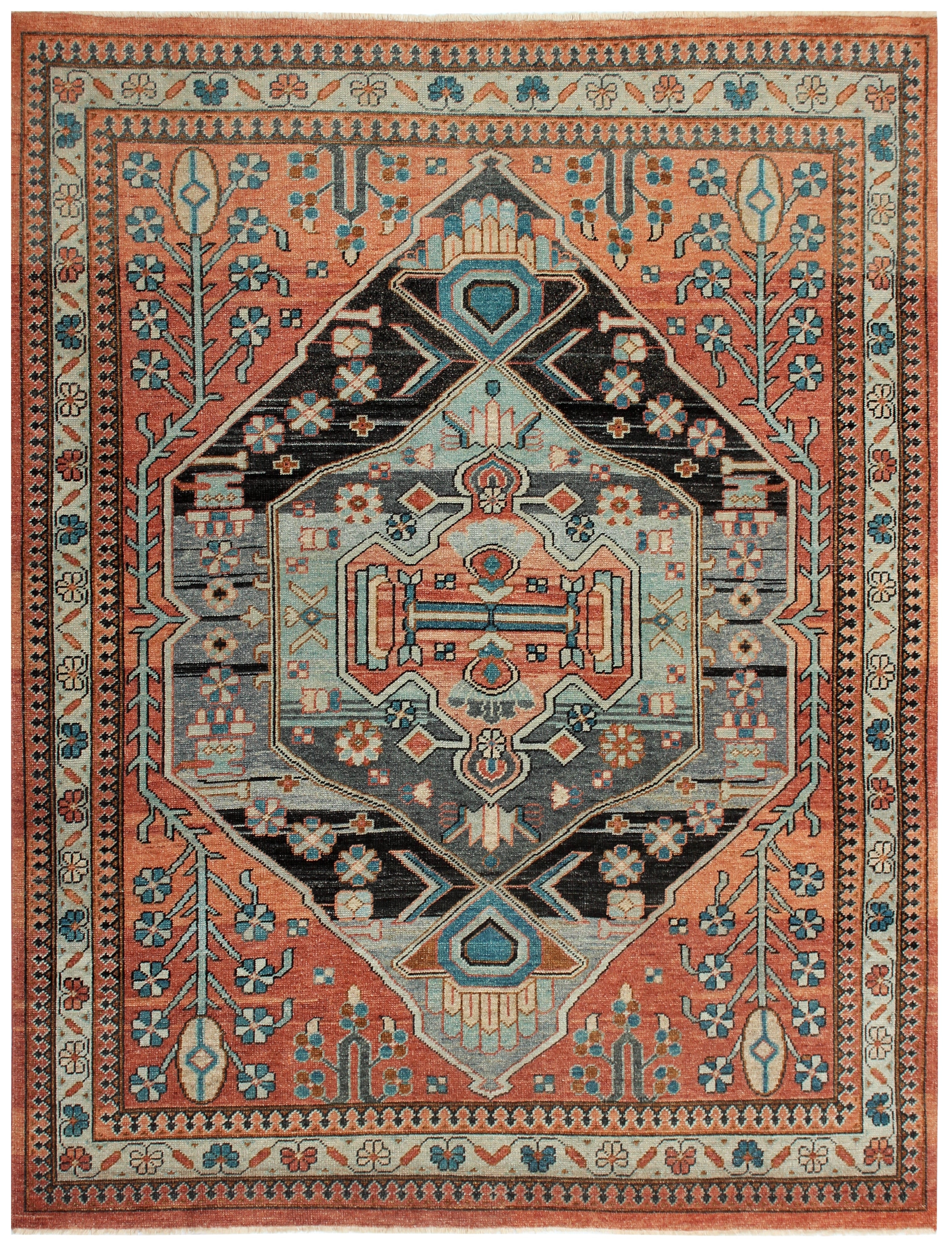 PTR FAR EASTERN FURNISHINGS CO ビンテージ Vintage Antique Persian Heriz Rust Charcoal 8x10 Hand Knotted Rug