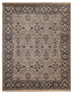 Taupe Charcoal Oushak Floral Vine Bamboo Silk Hand Knotted Oriental 8x10 Area Rug