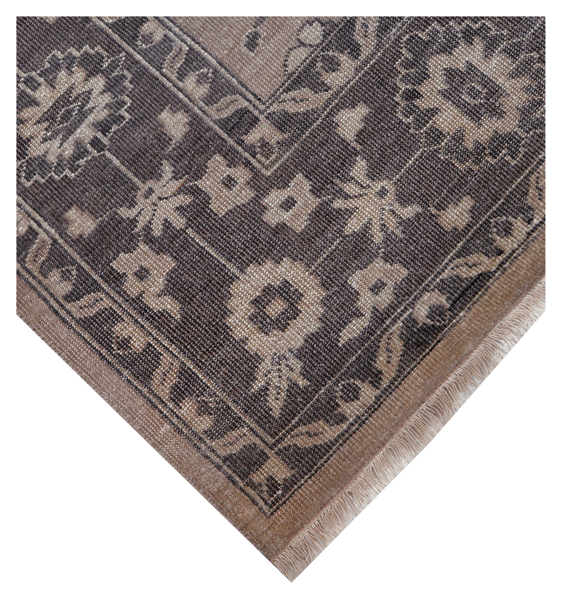 Taupe Charcoal Oushak Floral Vine Bamboo Silk Hand Knotted Oriental 8x10 Area Rug