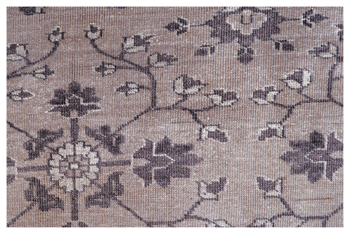 Taupe Charcoal Oushak Floral Vine Bamboo Silk Hand Knotted Oriental 8x10 Area Rug