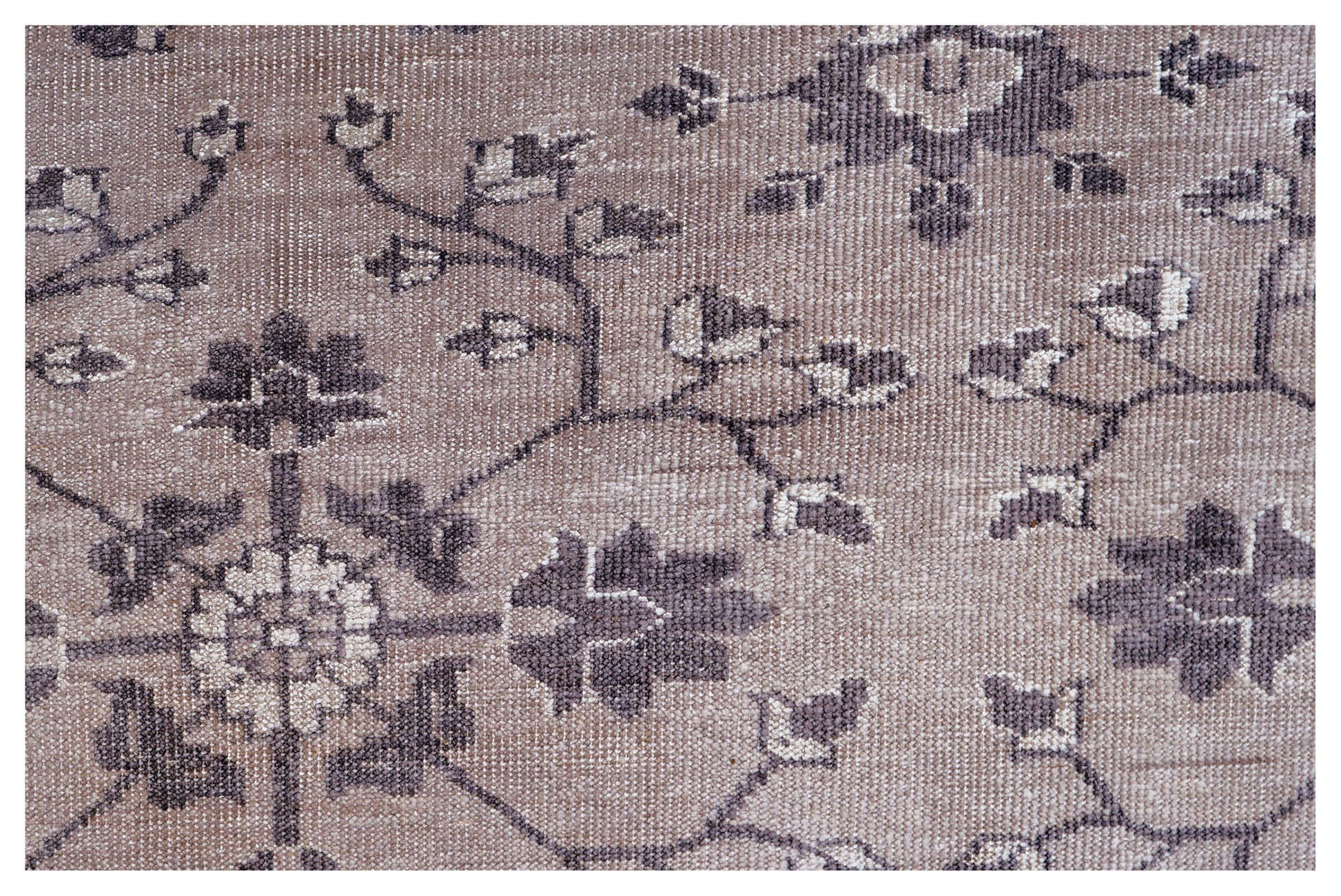 Taupe Charcoal Oushak Floral Vine Bamboo Silk Hand Knotted Oriental 8x10 Area Rug