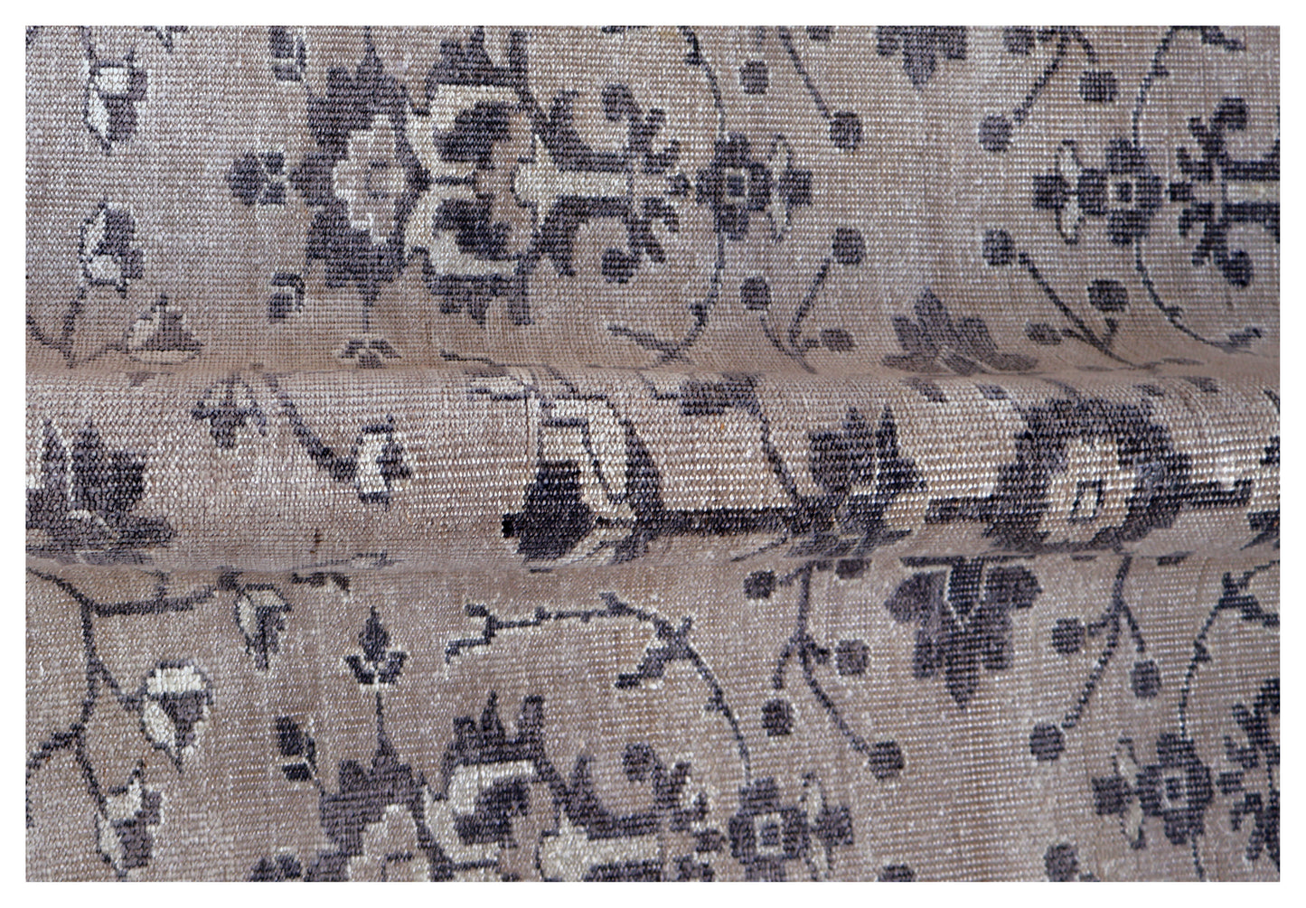 Taupe Charcoal Oushak Floral Vine Bamboo Silk Hand Knotted Oriental 8x10 Area Rug