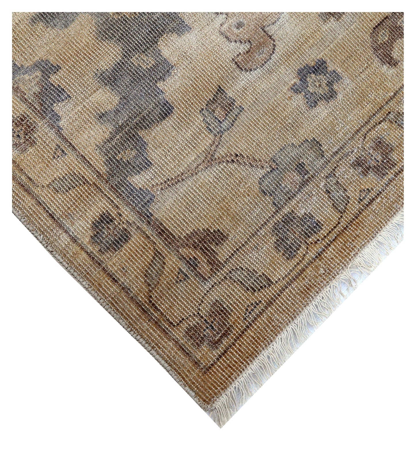 Ivory Brown Grey Oushak Floral Bamboo Silk Hand Knotted Oriental 8x10 Area Rug