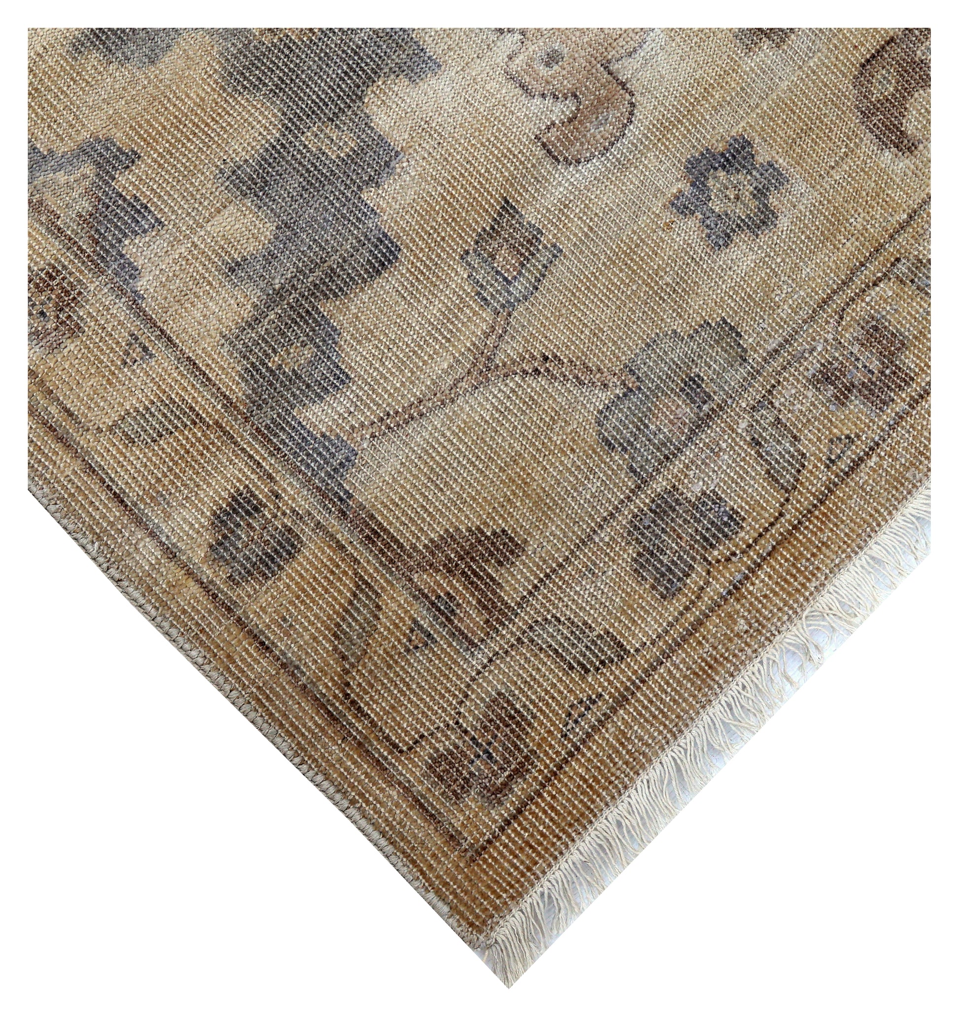 Ivory Brown Grey Oushak Floral Bamboo Silk Hand Knotted Oriental 8x10 Area Rug