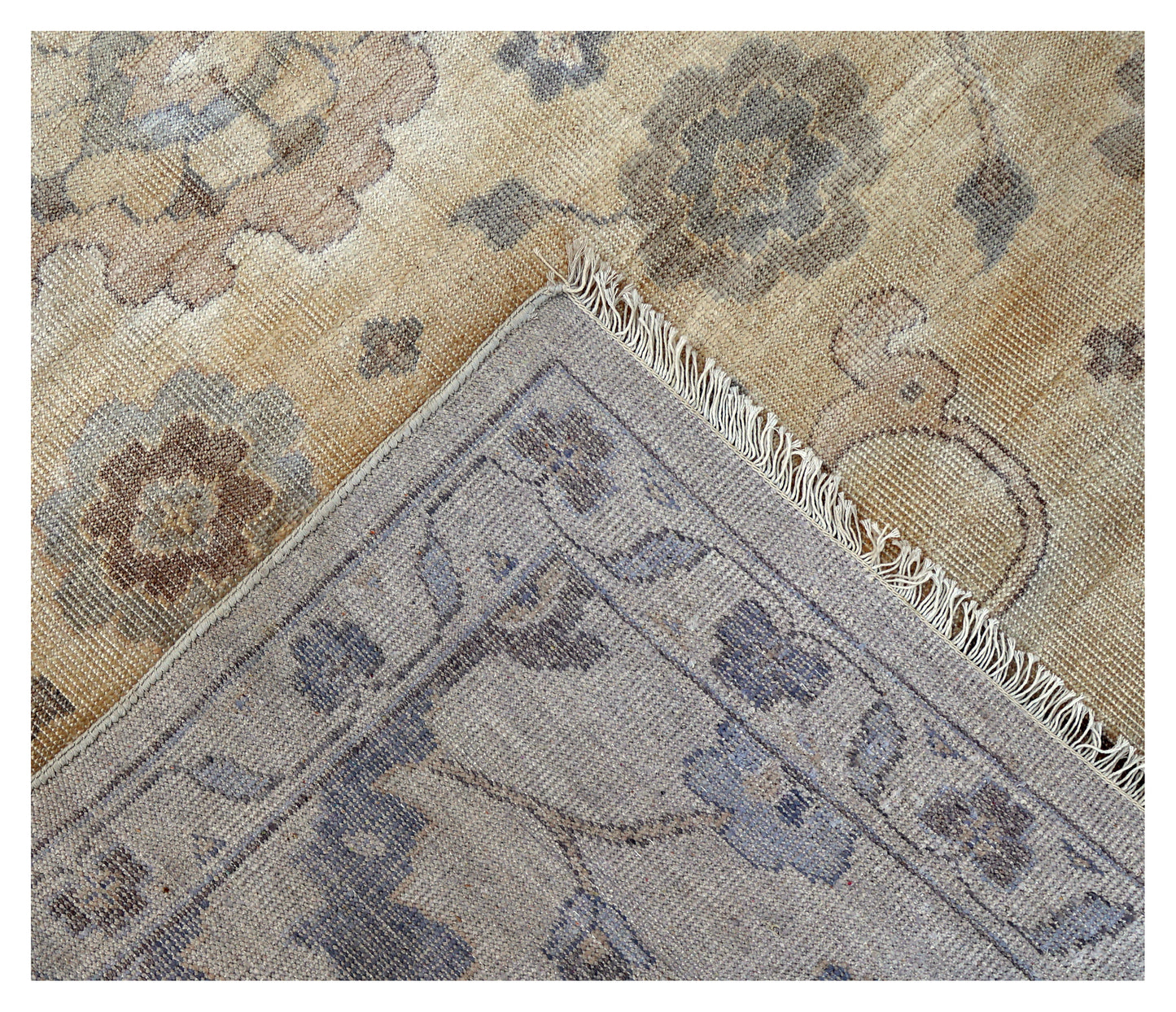 Ivory Brown Grey Oushak Floral Bamboo Silk Hand Knotted Oriental 8x10 Area Rug