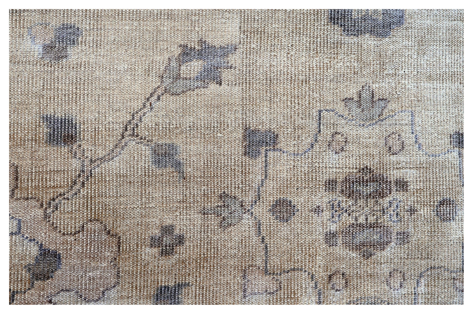 Ivory Brown Grey Oushak Floral Bamboo Silk Hand Knotted Oriental 8x10 Area Rug
