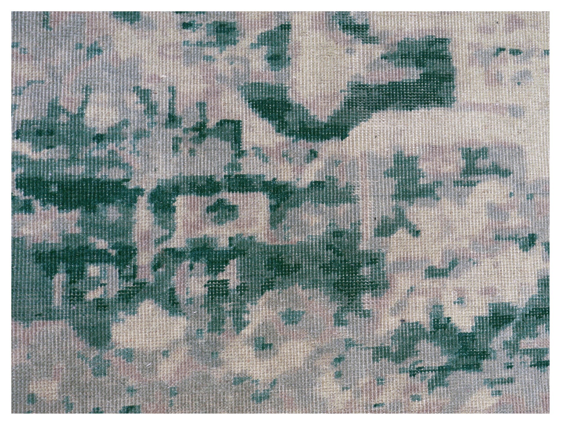 Emerald Green Beige Distressed Persian Medallion Wool Hand Knotted Vintage 8x10 Area Rug
