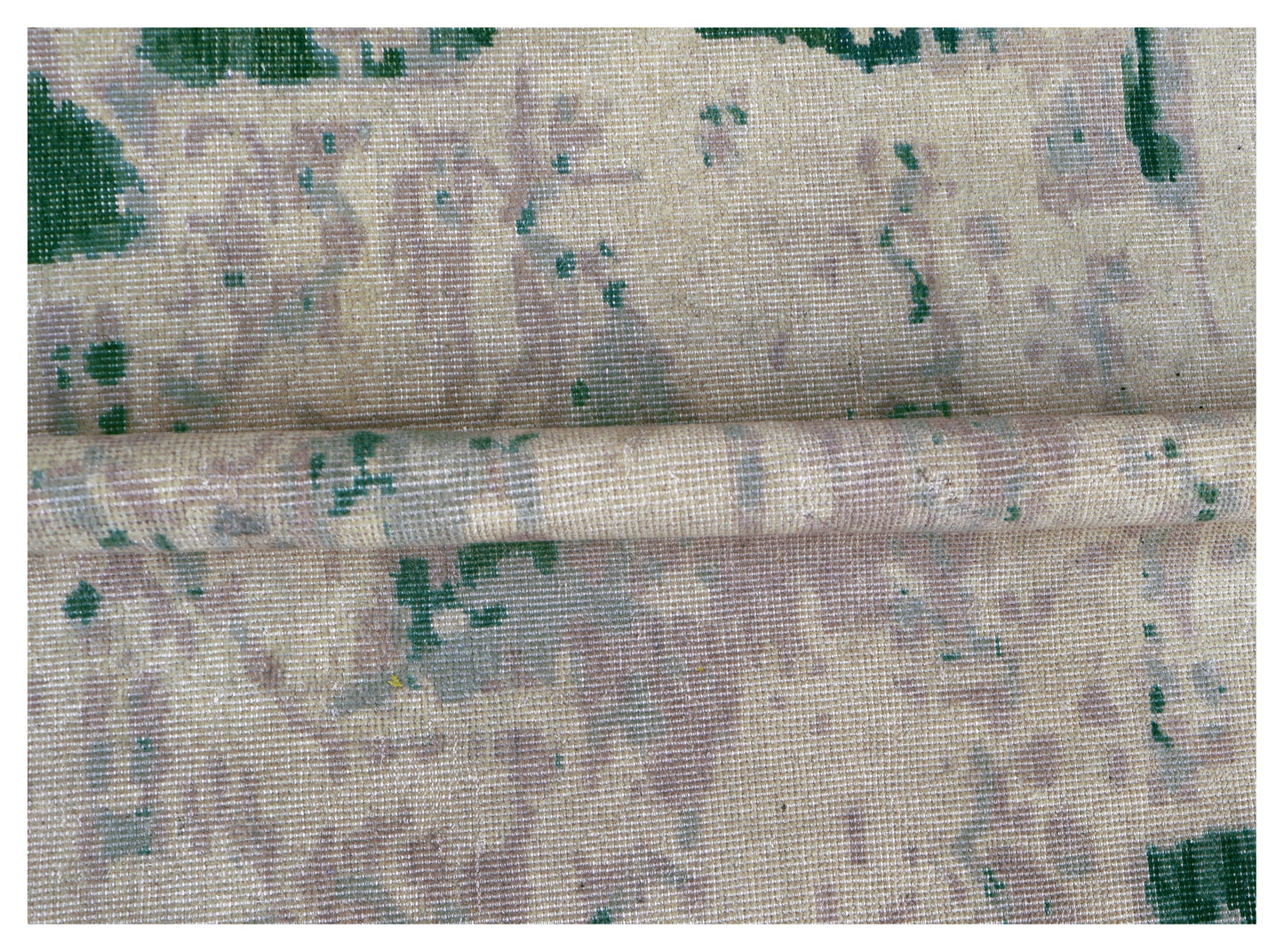 Emerald Green Beige Distressed Persian Medallion Wool Hand Knotted Vintage 8x10 Area Rug