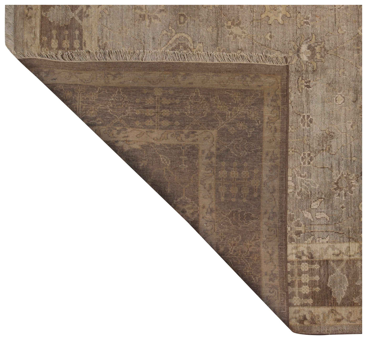 Vintage Style Distressed finished Seafoam Grey Traditional Oushak Ziegler All-Over Floral Design Hand Knotted Custom Made Wool Area Rug