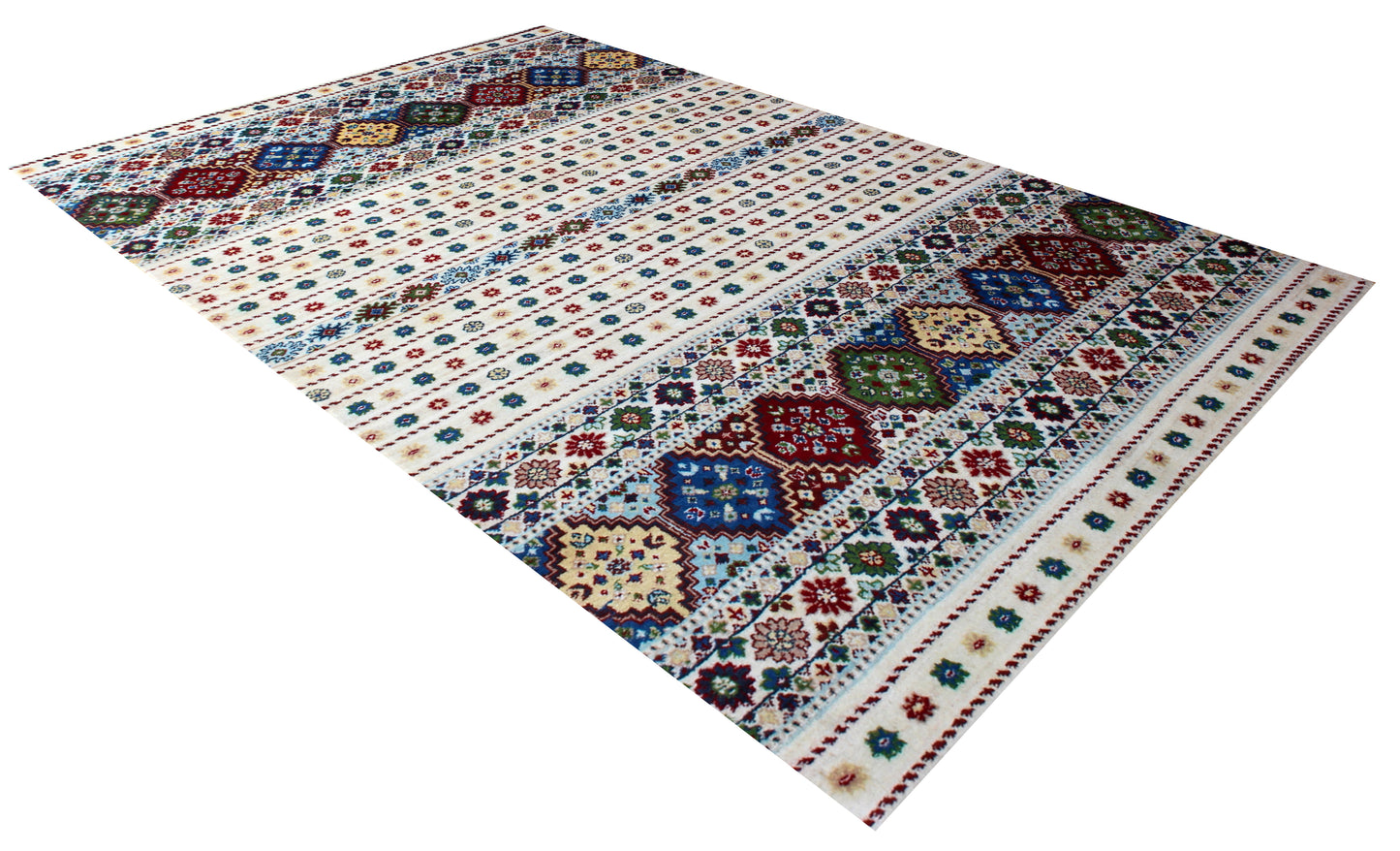 Hand Knotted Traditional Gabbeh Ivory Vibrant Color 5.6x8 Area Rug