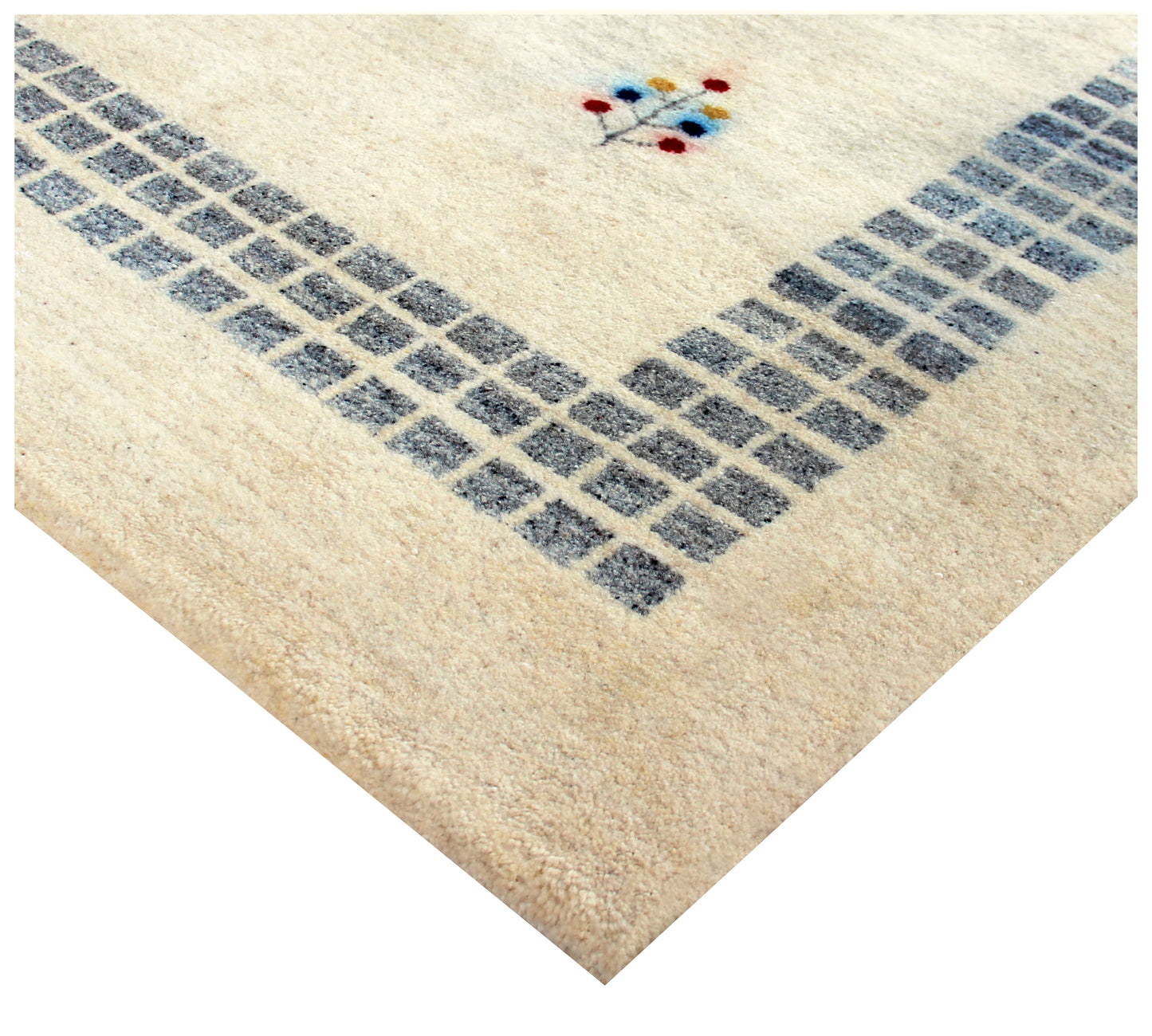 Hand Knotted Contemporary Gabbeh Patchwork Wool Rug 6.6x10- Beige Multi