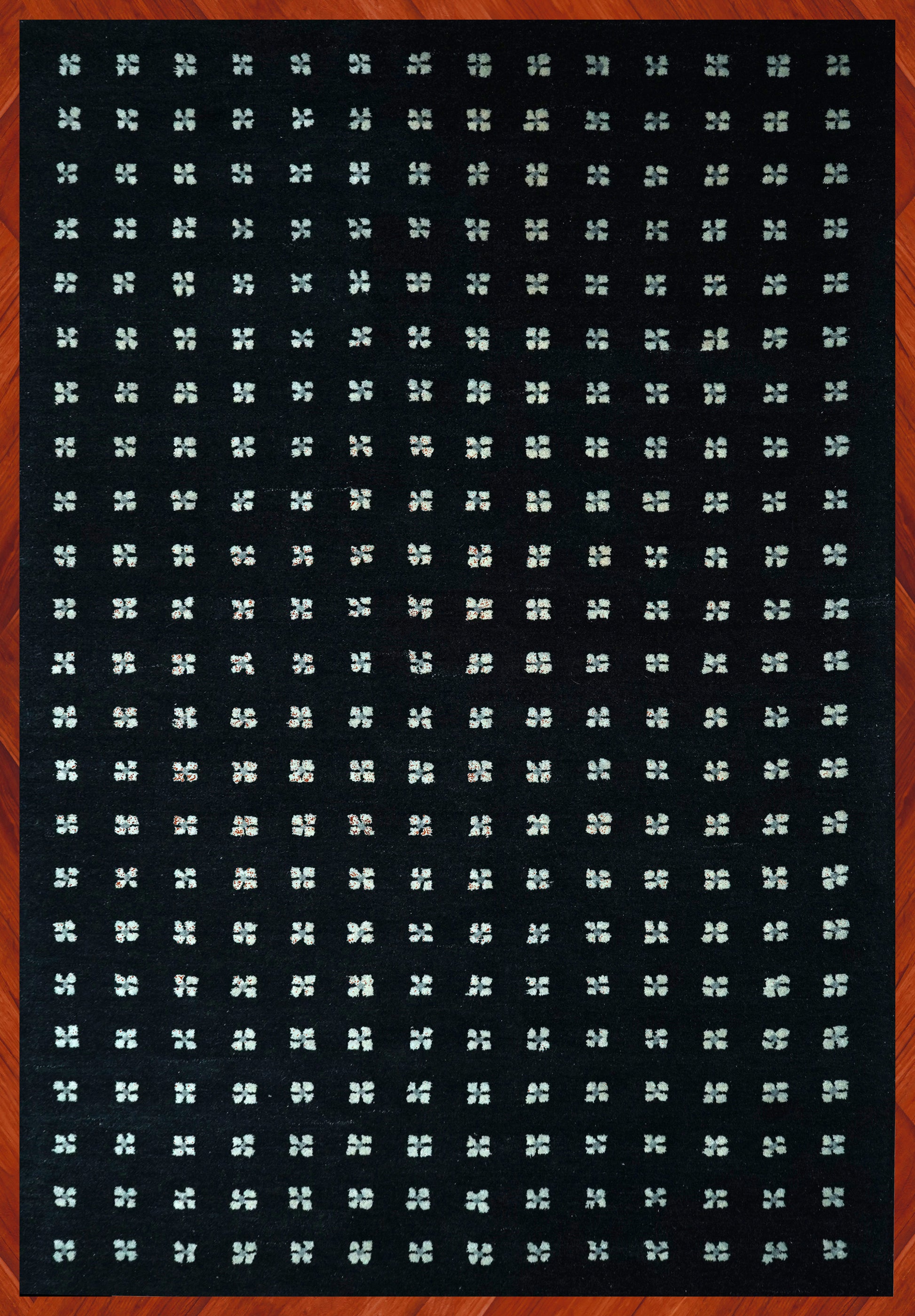 Navy Blue White Geometric Dots Hand Tufted Wool Area Rug - Cut Pile Modern Custom Sizes