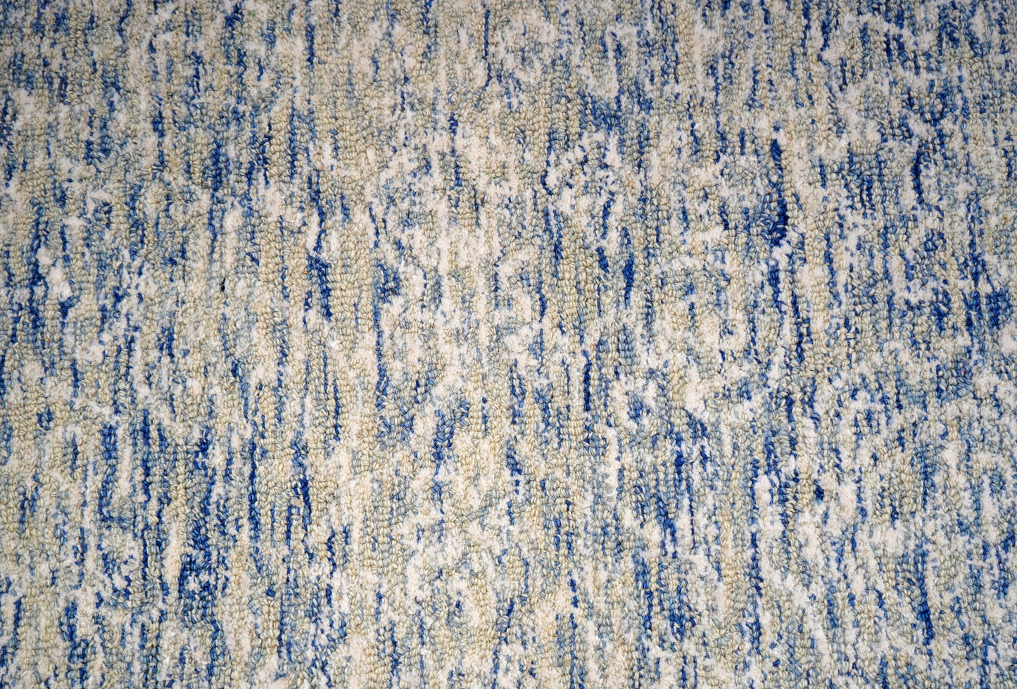 Cut Pile Abstract Textured Hand Tufted Wool Area Rug - Blue Grey Ivory Modern Custom Sizes