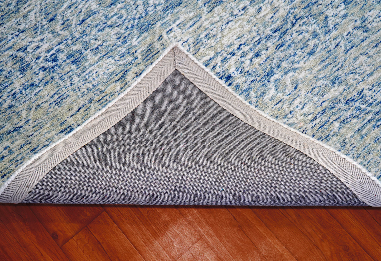 Cut Pile Abstract Textured Hand Tufted Wool Area Rug - Blue Grey Ivory Modern Custom Sizes