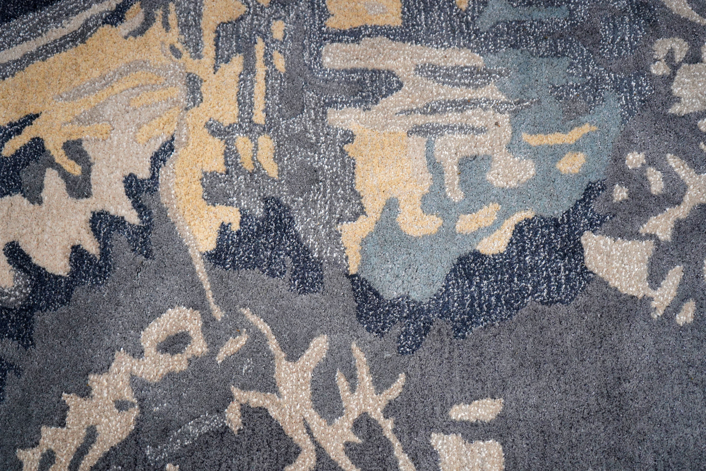 Blue Grey Beige Butterfly Abstract Hand Tufted Wool Area Rug - Cut Pile Artistic Custom Sizes