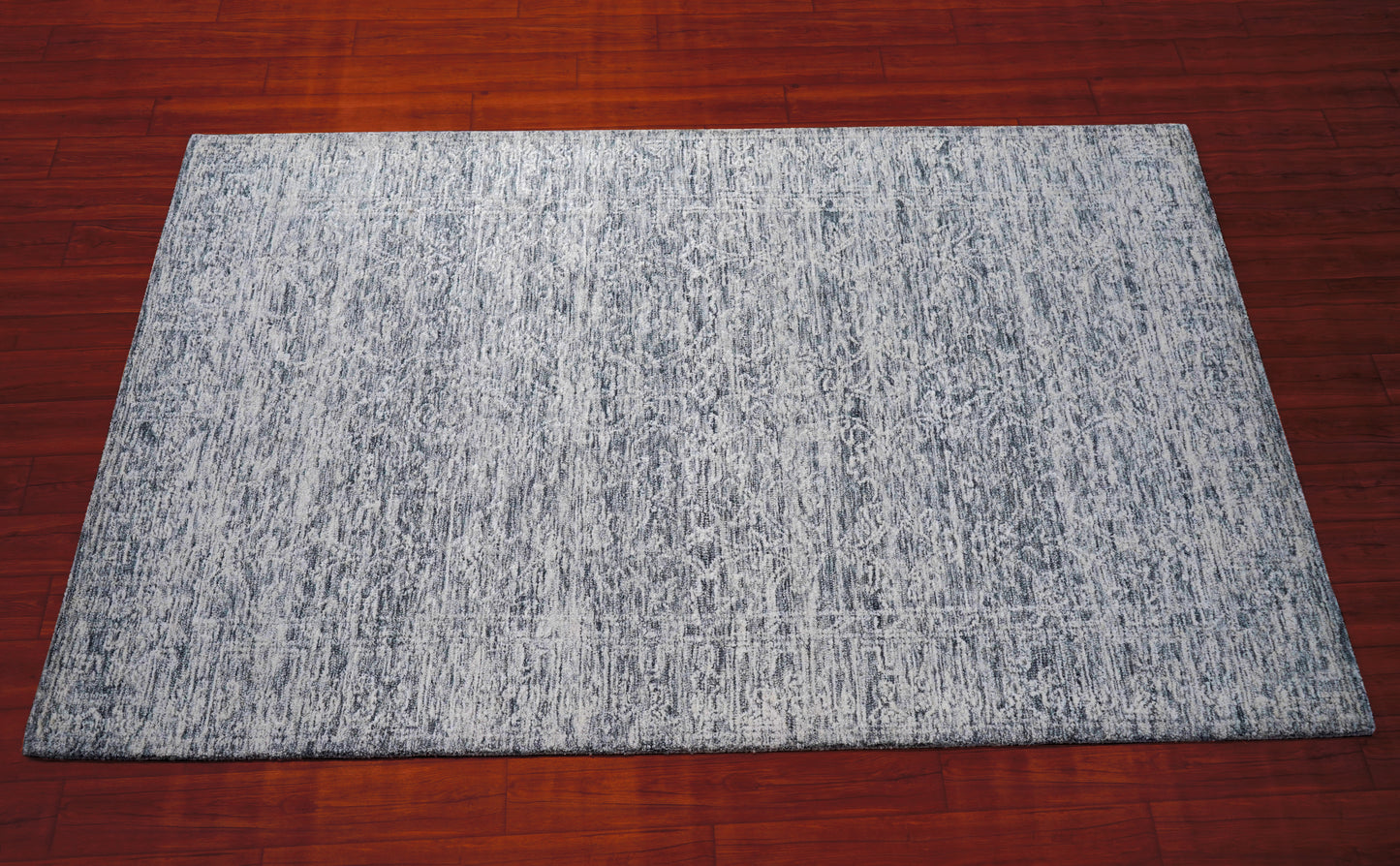 Light Blue Solid Textured Hand Tufted Wool Area Rug - Cut Pile Minimalist Custom Sizes