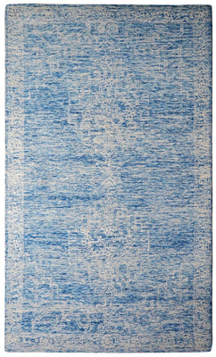 Light Blue Aqua Textured Solid Hand Tufted Wool Area Rug - Cut Pile Minimalist Custom Sizes