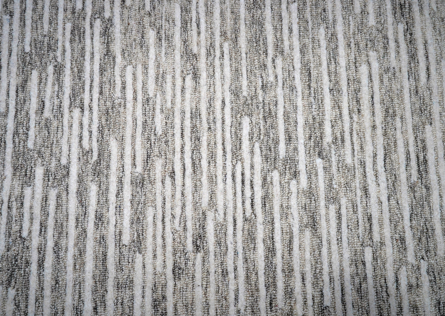 Grey White Greek Key Border Hand Tufted Wool Area Rug - Cut Pile Geometric Custom Sizes