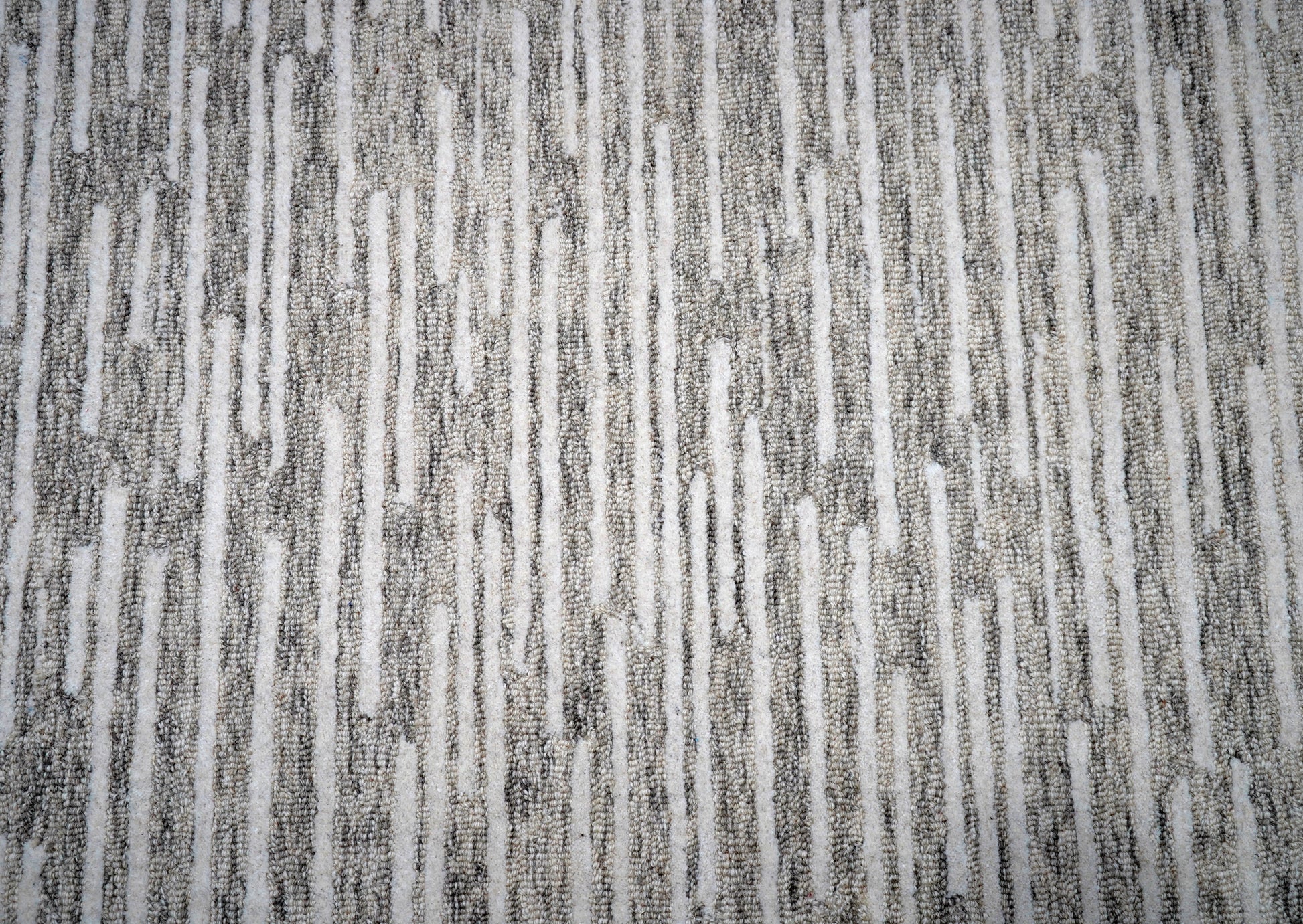 Grey White Greek Key Border Hand Tufted Wool Area Rug - Cut Pile Geometric Custom Sizes