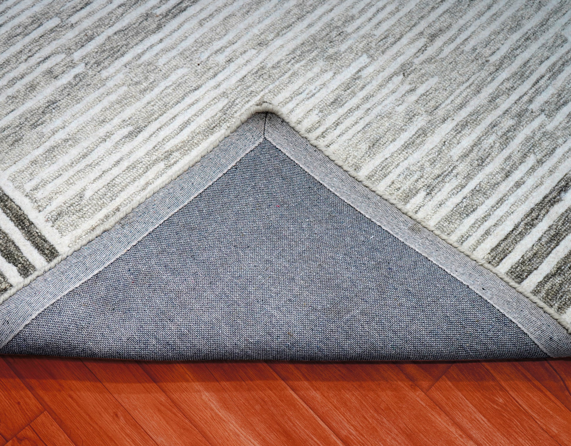 Grey White Greek Key Border Hand Tufted Wool Area Rug - Cut Pile Geometric Custom Sizes